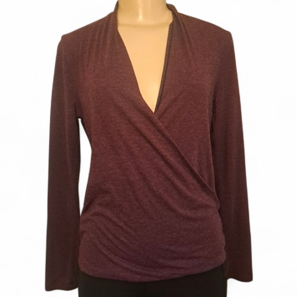 Lucy Wrap Front Long Sleeve Performance Top
Size XS